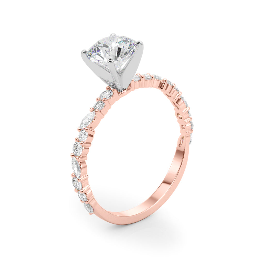 1.50ct Round Cut Alternating Round & Marquise Diamond Engagement Ring Setting (0.40ctw) In 14k White Gold - simonbjewels.co