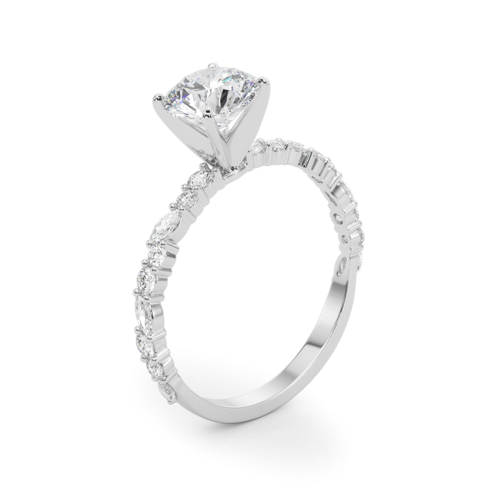 1.50ct Round Cut Alternating Round & Marquise Diamond Engagement Ring Setting (0.40ctw) In 14k White Gold - simonbjewels.co