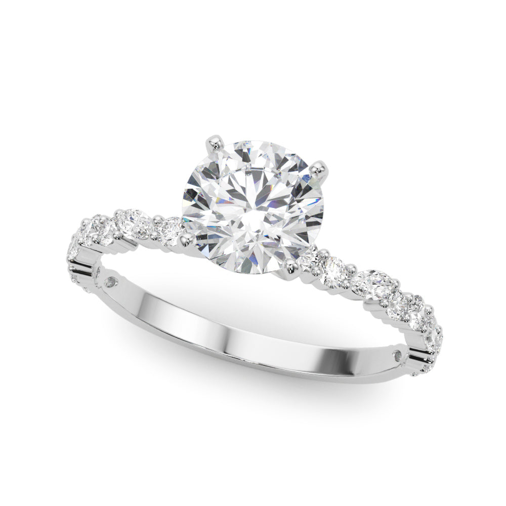 1.50ct Round Cut Alternating Round & Marquise Diamond Engagement Ring Setting (0.40ctw) In 14k White Gold - simonbjewels.co