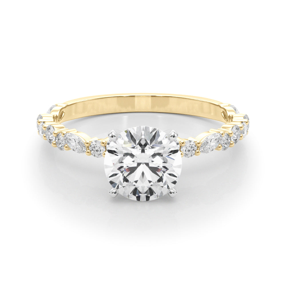 1.50ct Round Cut Alternating Round & Marquise Diamond Engagement Ring Setting (0.40ctw) In 14k White Gold - simonbjewels.co