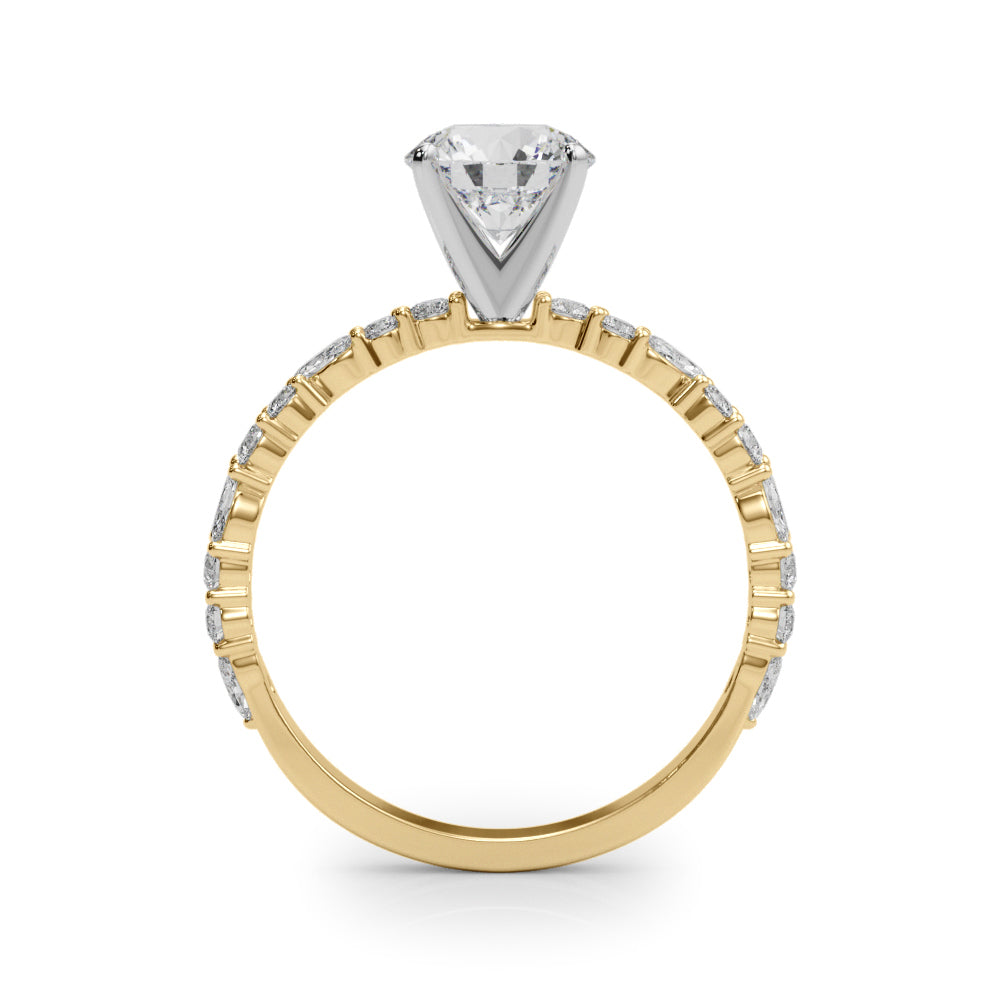 1.50ct Round Cut Alternating Round & Marquise Diamond Engagement Ring Setting (0.40ctw) In 14k White Gold - simonbjewels.co