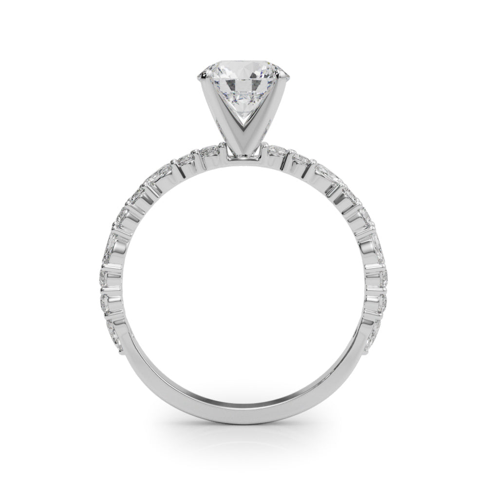 1.50ct Round Cut Alternating Round & Marquise Diamond Engagement Ring Setting (0.40ctw) In 14k White Gold - simonbjewels.co