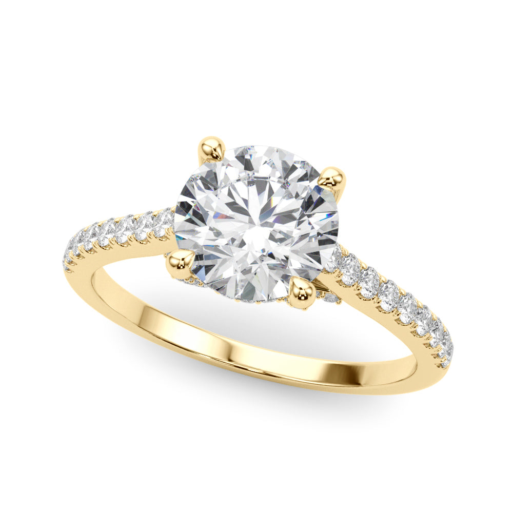 3.00ct Round Brilliant Petite Micropavé  Diamond Engagement Ring Setting (0.30ctw) In 18k White Gold - simonbjewels.co