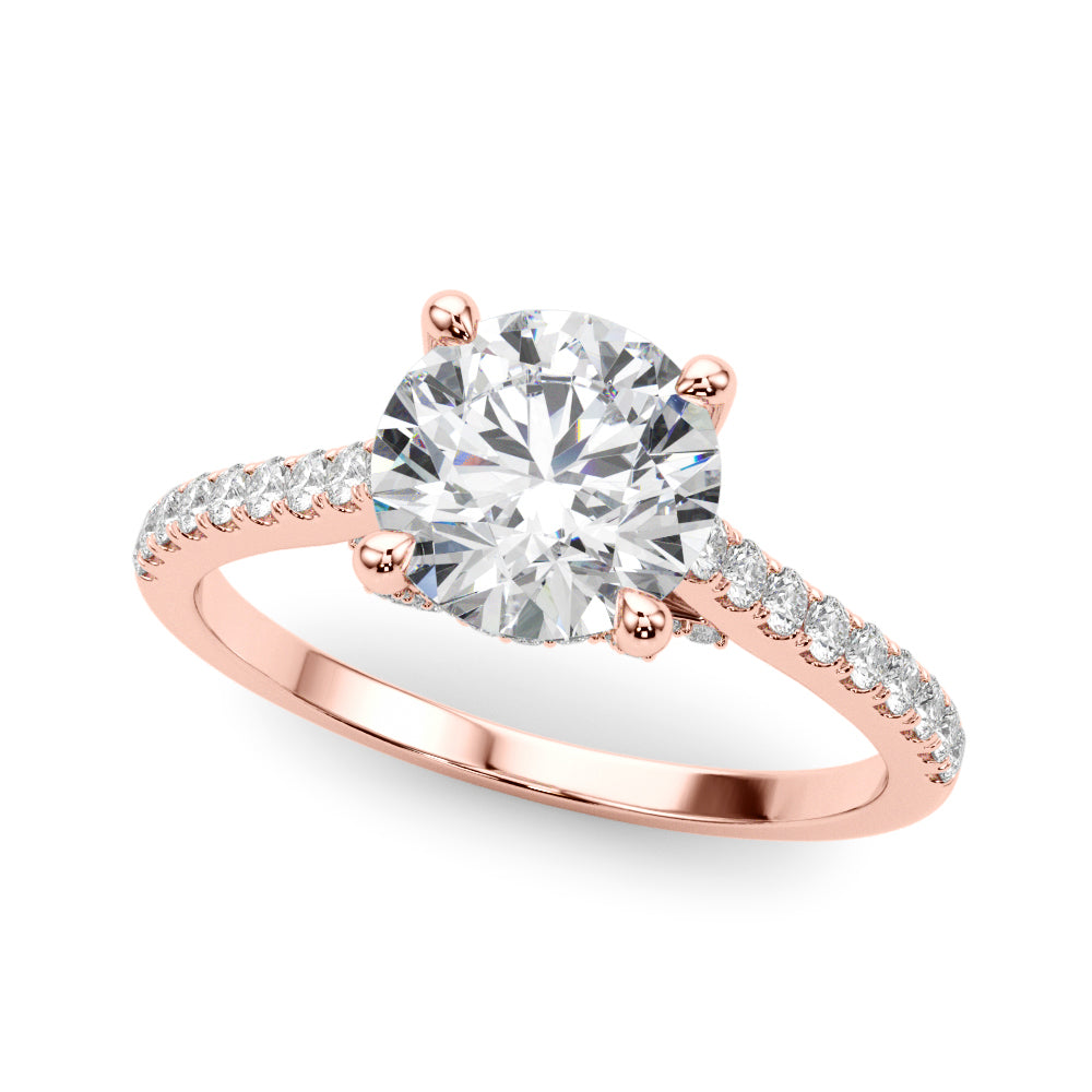 3.00ct Round Brilliant Petite Micropavé  Diamond Engagement Ring Setting (0.30ctw) In 18k White Gold - simonbjewels.co