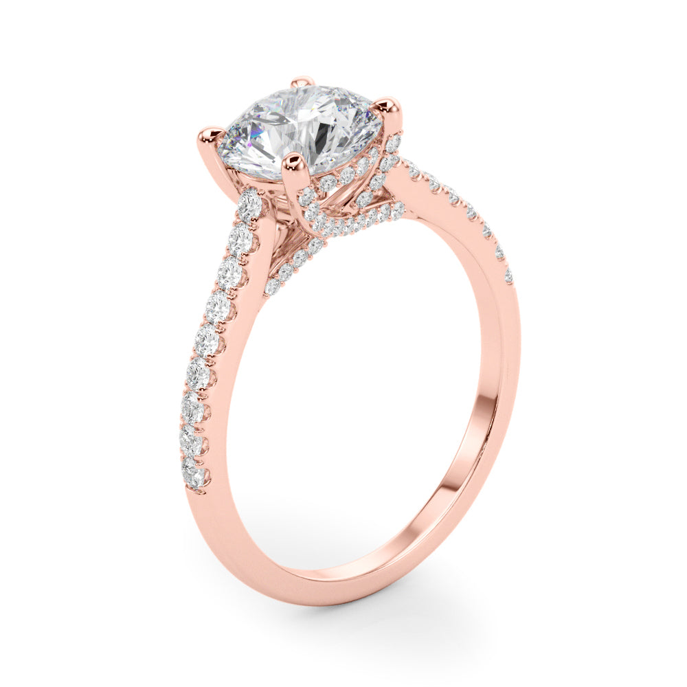 3.00ct Round Brilliant Petite Micropavé  Diamond Engagement Ring Setting (0.30ctw) In 18k White Gold - simonbjewels.co