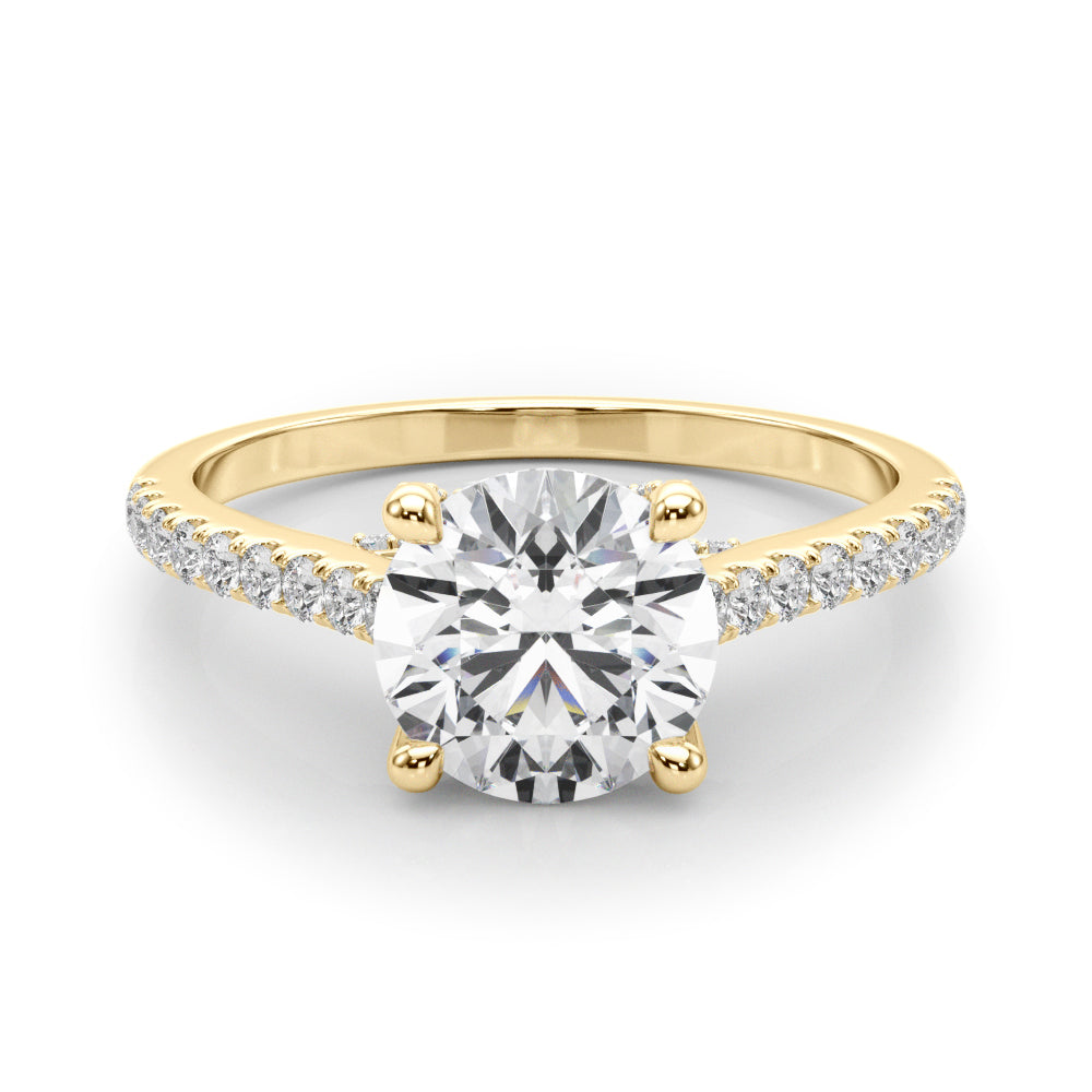 3.00ct Round Brilliant Petite Micropavé  Diamond Engagement Ring Setting (0.30ctw) In 18k White Gold - simonbjewels.co