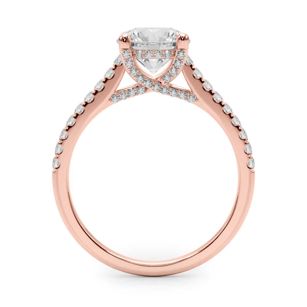 3.00ct Round Brilliant Petite Micropavé  Diamond Engagement Ring Setting (0.30ctw) In 18k White Gold - simonbjewels.co