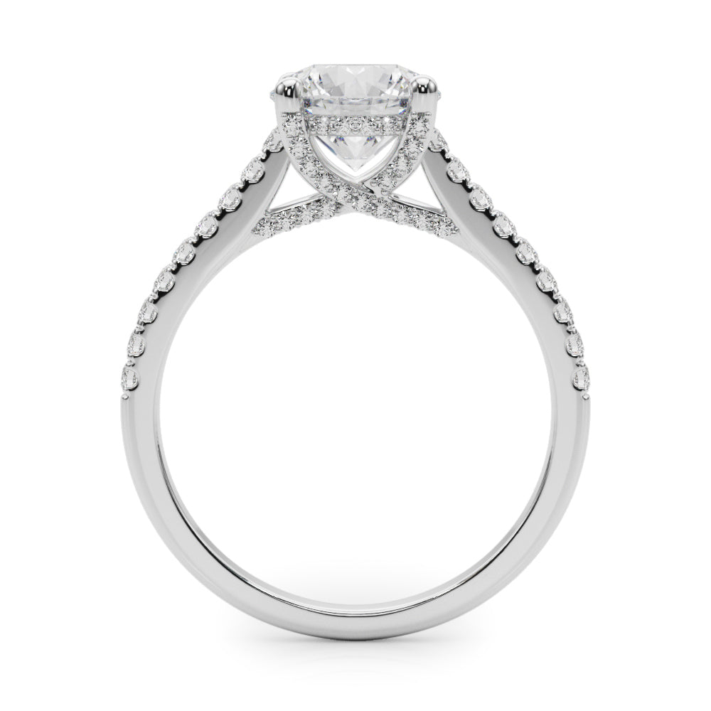 3.00ct Round Brilliant Petite Micropavé  Diamond Engagement Ring Setting (0.30ctw) In 18k White Gold - simonbjewels.co