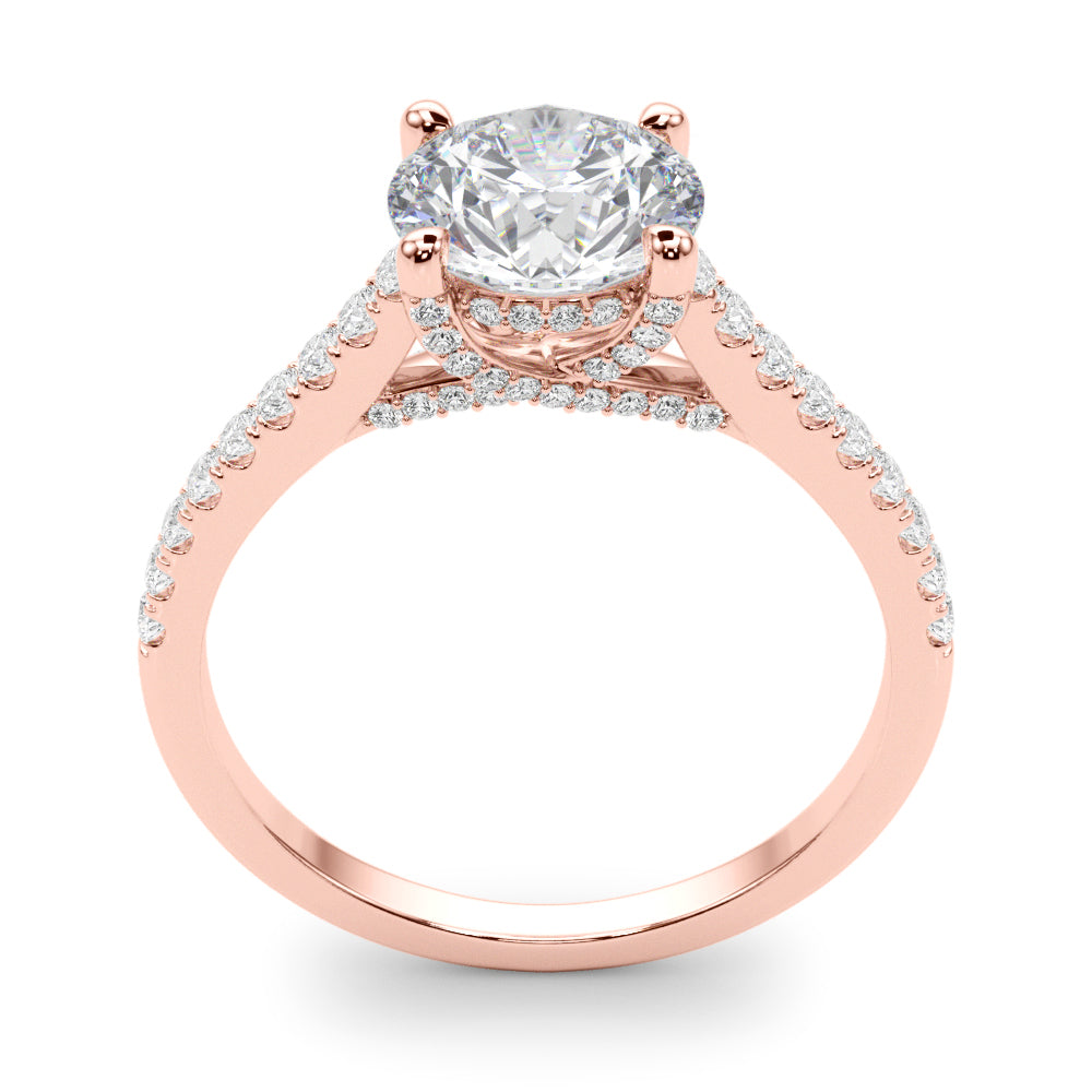 3.00ct Round Brilliant Petite Micropavé  Diamond Engagement Ring Setting (0.30ctw) In 18k White Gold - simonbjewels.co