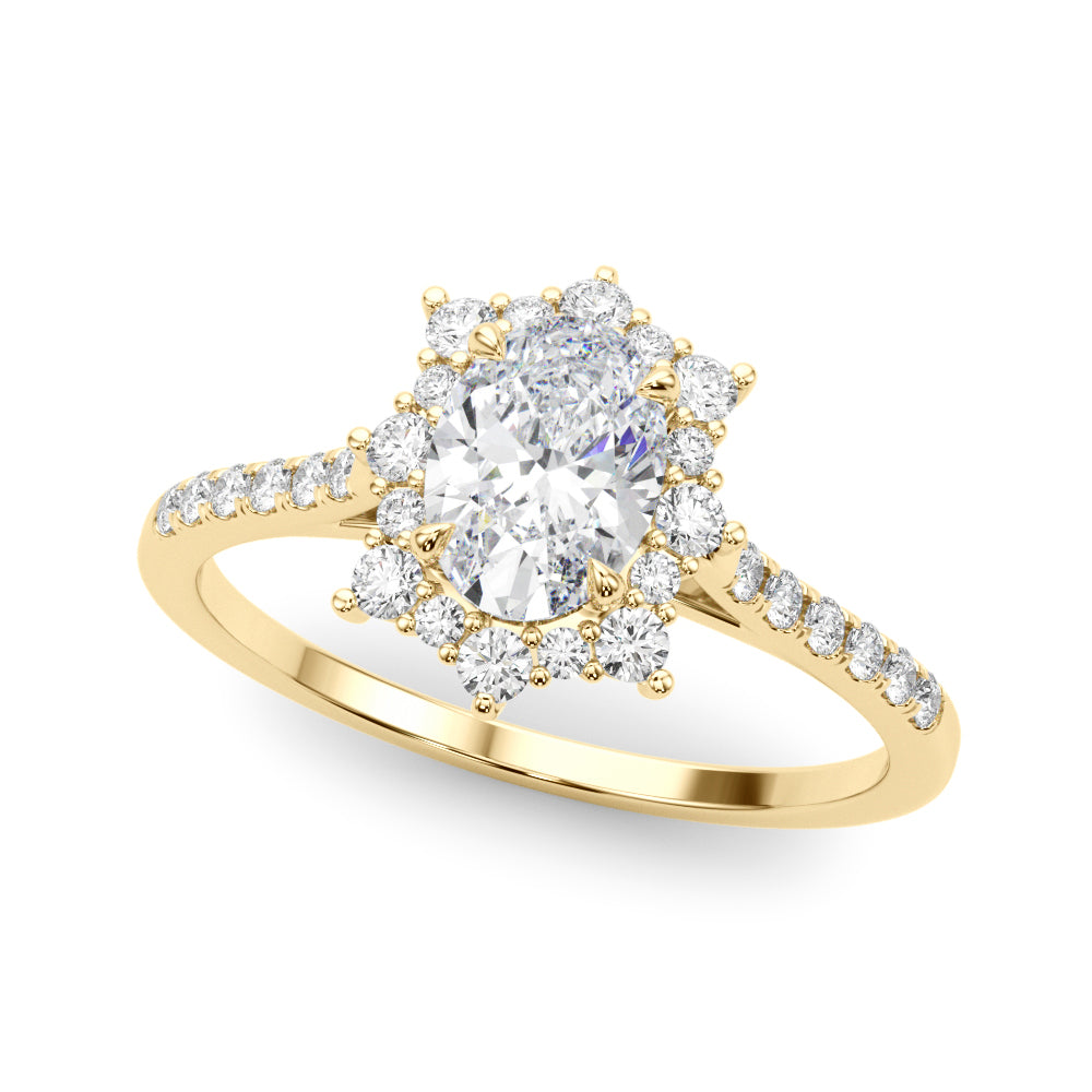1.25ct Oval Cut Halo Enchanted Diamond Engagement Ring Setting (0.50ctw) In 14k Gold - simonbjewels.co