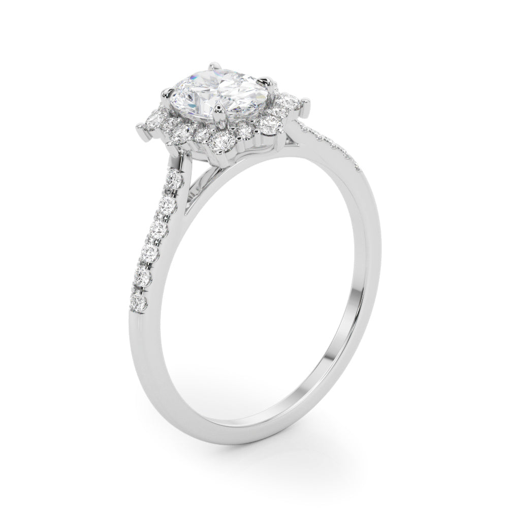 1.25ct Oval Cut Halo Enchanted Diamond Engagement Ring Setting (0.50ctw) In 14k Gold - simonbjewels.co