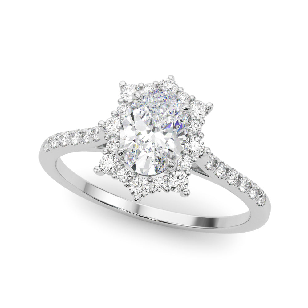 1.25ct Oval Cut Halo Enchanted Diamond Engagement Ring Setting (0.50ctw) In 14k Gold - simonbjewels.co