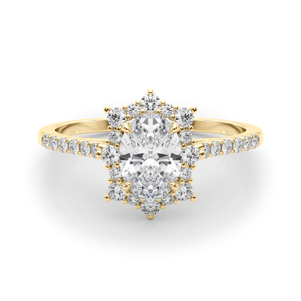 1.25ct Oval Cut Halo Enchanted Diamond Engagement Ring Setting (0.50ctw) In 14k Gold - simonbjewels.co
