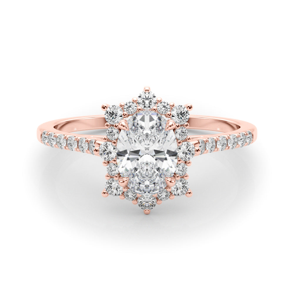 1.25ct Oval Cut Halo Enchanted Diamond Engagement Ring Setting (0.50ctw) In 14k Gold - simonbjewels.co