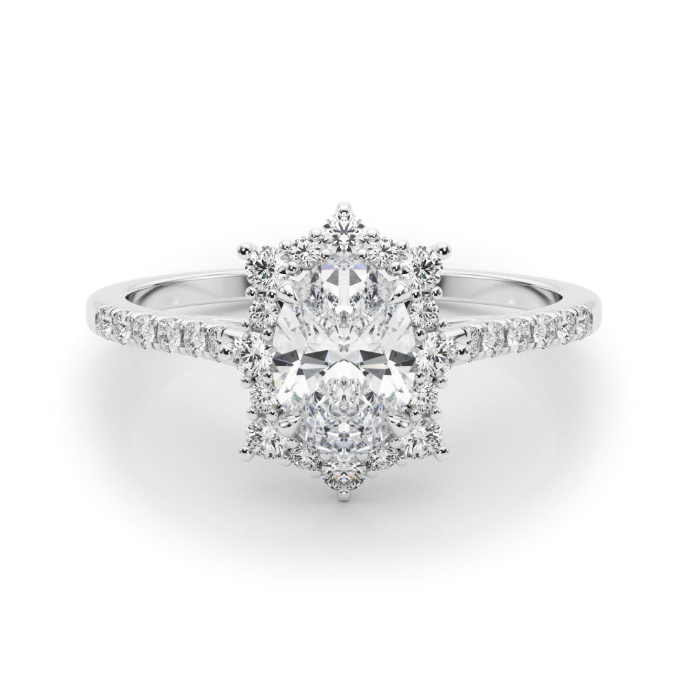 1.25ct Oval Cut Halo Enchanted Diamond Engagement Ring Setting (0.50ctw) In 14k Gold - simonbjewels.co