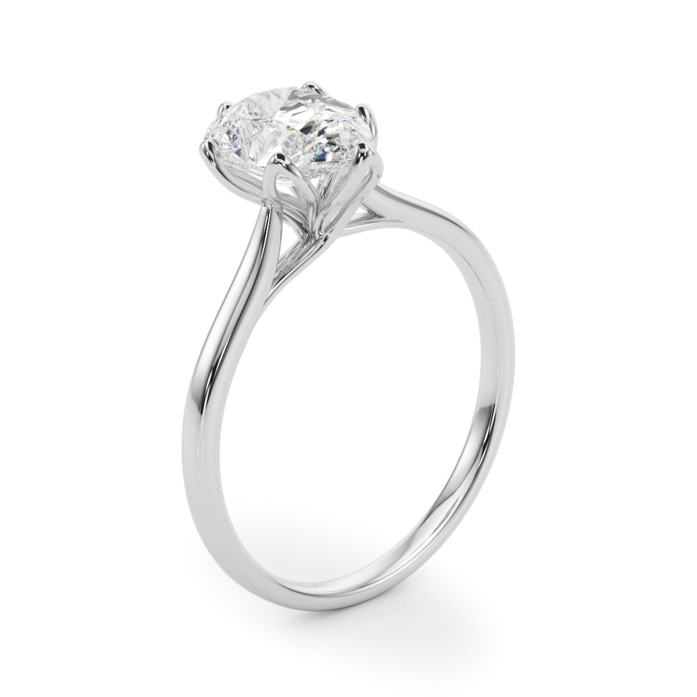 1 1/3 ct tw Pear Shaped Diamond Solitaire Leaf Prong Engagement Ring Setting In 14k White Gold - simonbjewels.co