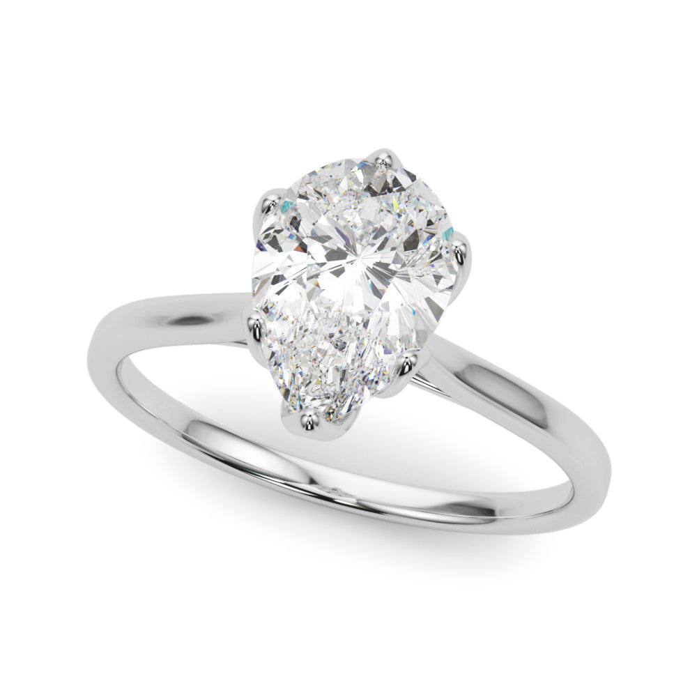 1 1/3 ct tw Pear Shaped Diamond Solitaire Leaf Prong Engagement Ring Setting In 14k White Gold - simonbjewels.co