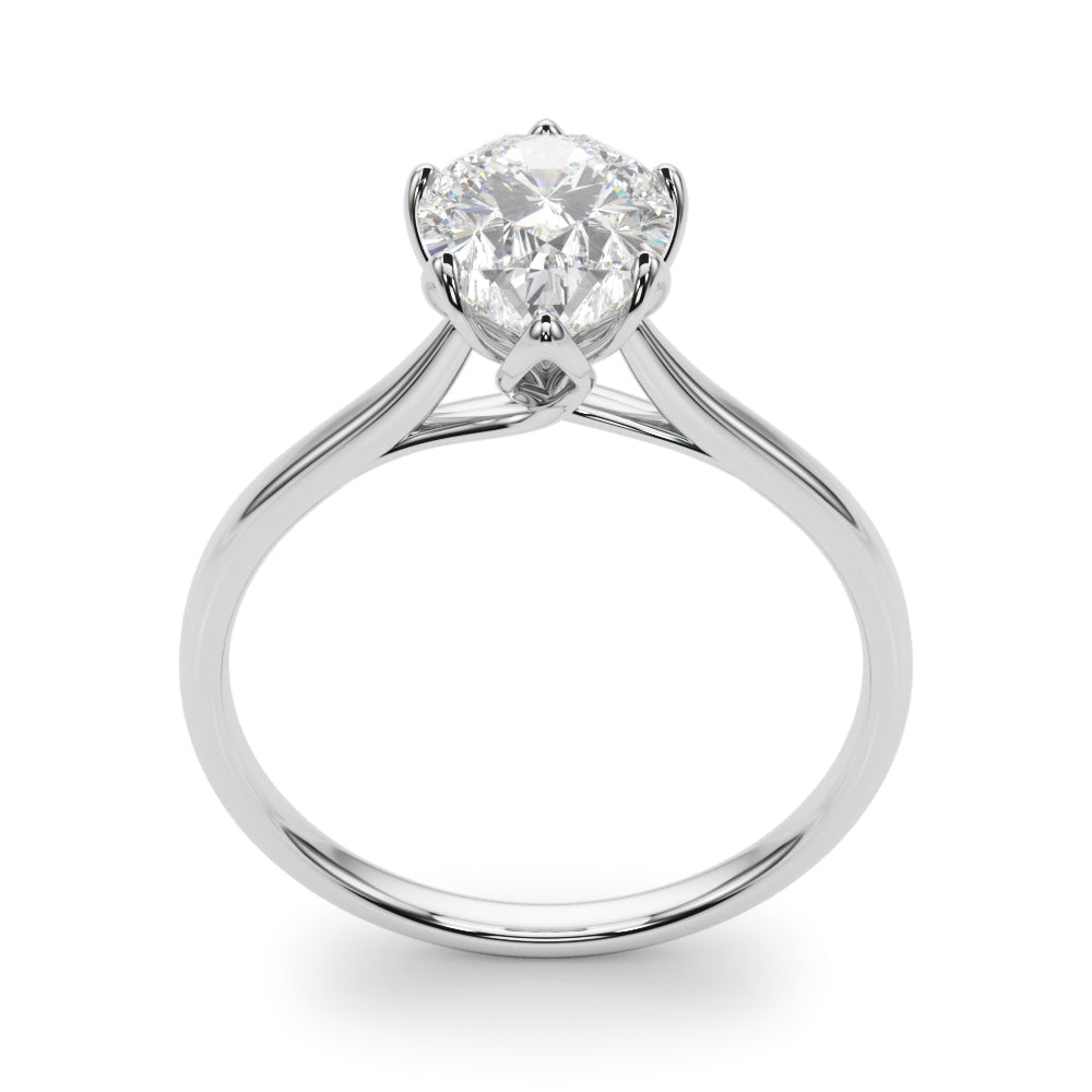 1 1/3 ct tw Pear Shaped Diamond Solitaire Leaf Prong Engagement Ring Setting In 14k White Gold - simonbjewels.co