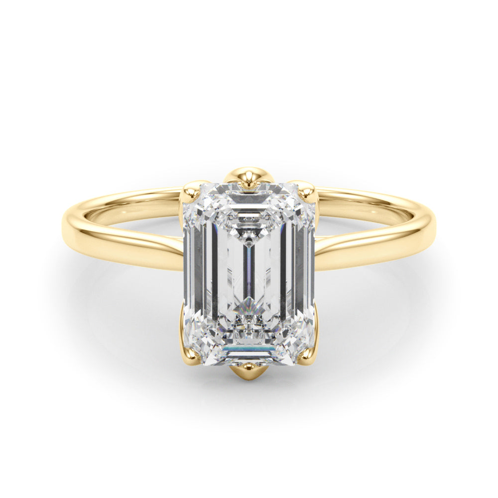 2.71 carat Emerald cut Solitaire Trellis Diamond Engagement Ring Setting In 14k Gold - simonbjewels.co