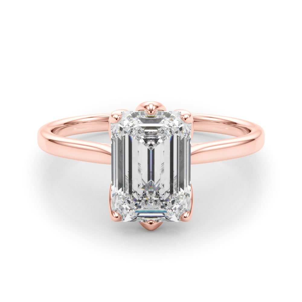 2.71 carat Emerald cut Solitaire Trellis Diamond Engagement Ring Setting In 14k Gold - simonbjewels.co