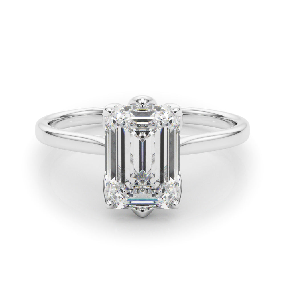2.71 carat Emerald cut Solitaire Trellis Diamond Engagement Ring Setting In 14k Gold - simonbjewels.co