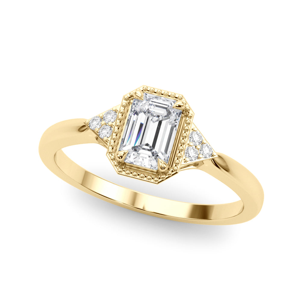 0.85 ct tw Emerald cut Vintage Diamond Engagement Ring Setting (0.10 ct tw) In 18k Gold - simonbjewels.co