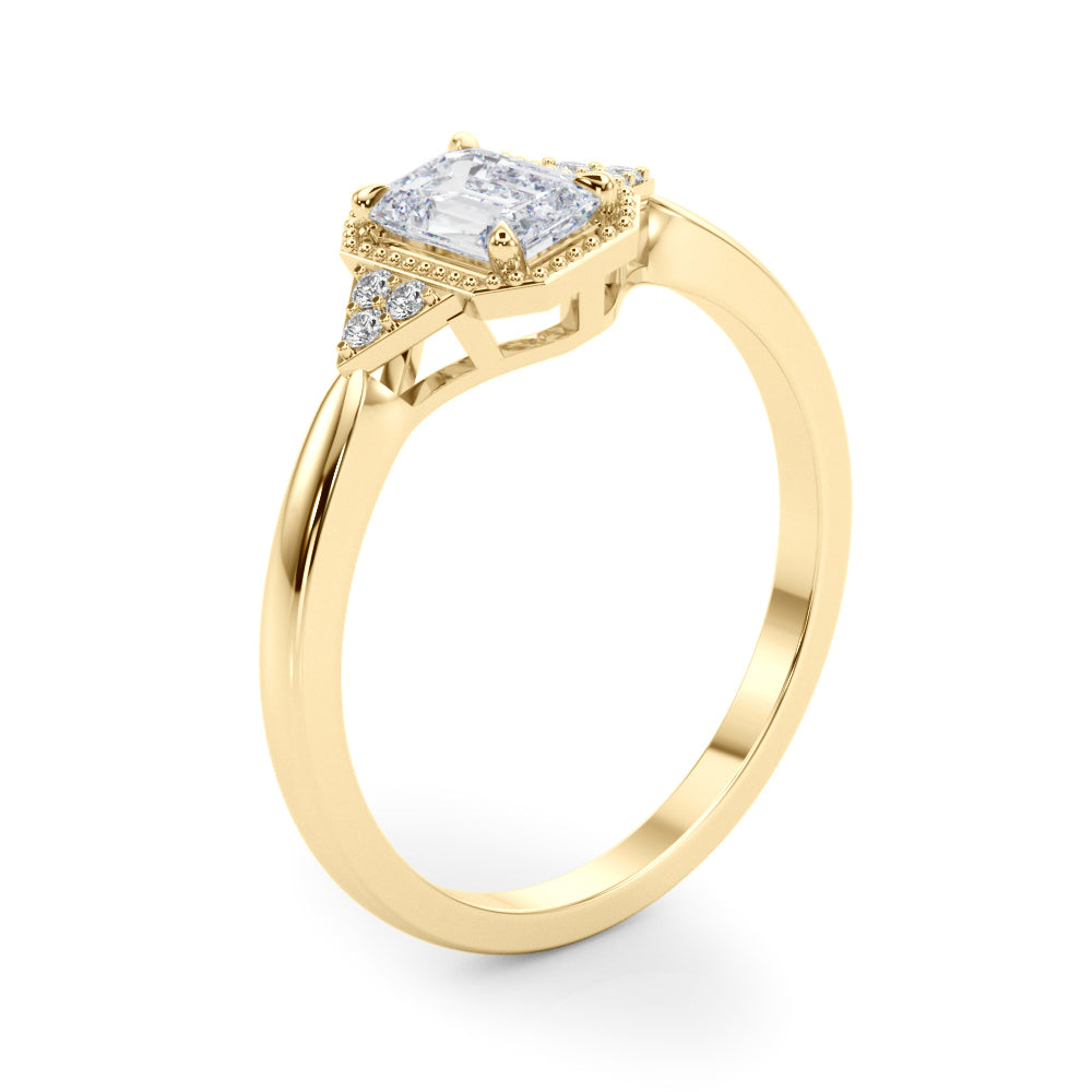 0.85 ct tw Emerald cut Vintage Diamond Engagement Ring Setting (0.10 ct tw) In 18k Gold - simonbjewels.co