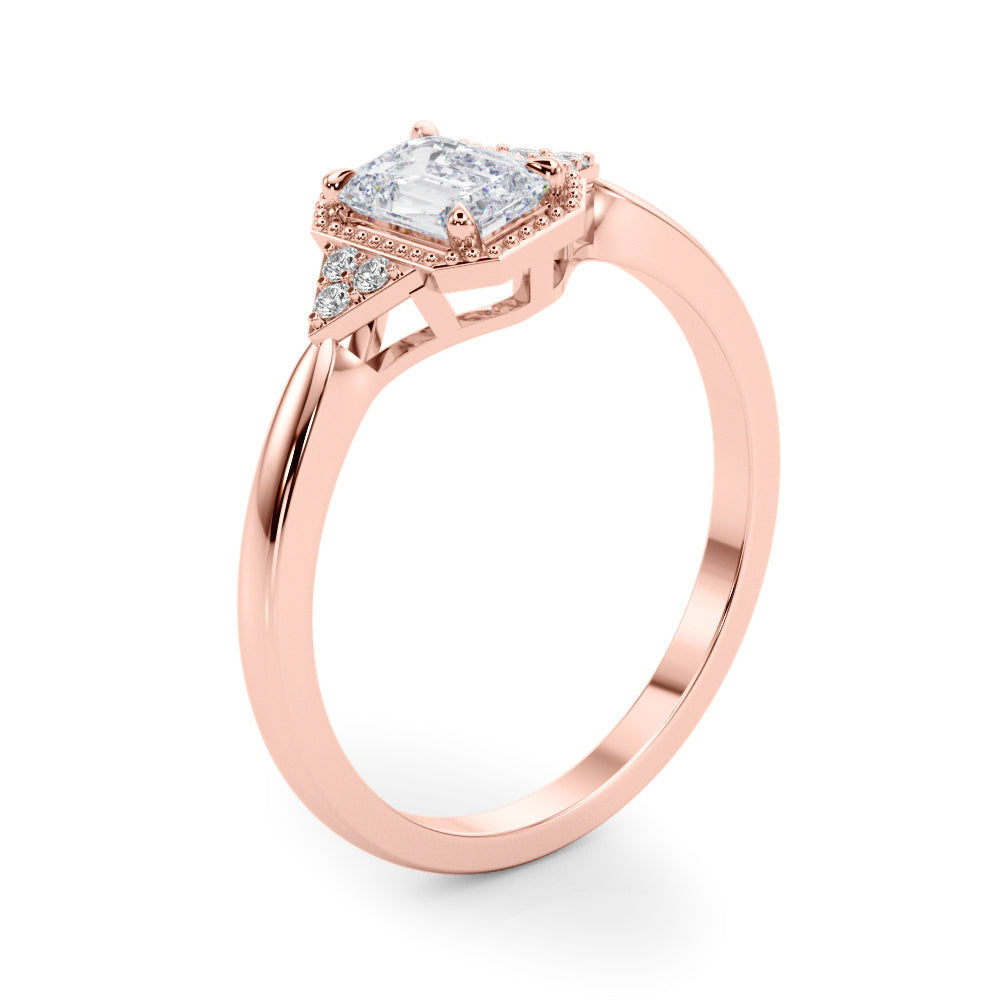 0.85 ct tw Emerald cut Vintage Diamond Engagement Ring Setting (0.10 ct tw) In 18k Gold - simonbjewels.co