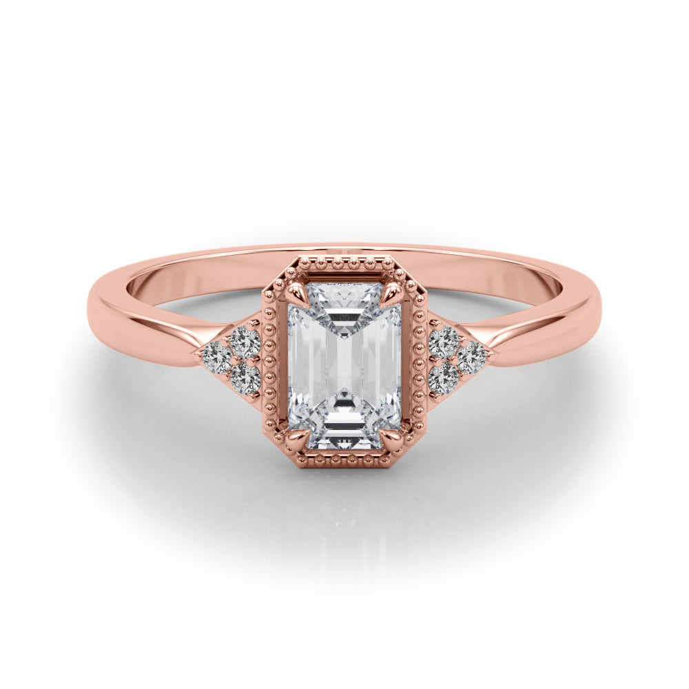 0.85 ct tw Emerald cut Vintage Diamond Engagement Ring Setting (0.10 ct tw) In 18k Gold - simonbjewels.co