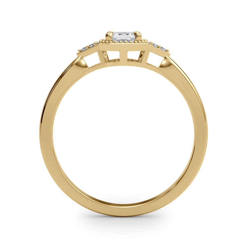 0.85 ct tw Emerald cut Vintage Diamond Engagement Ring Setting (0.10 ct tw) In 18k Gold - simonbjewels.co