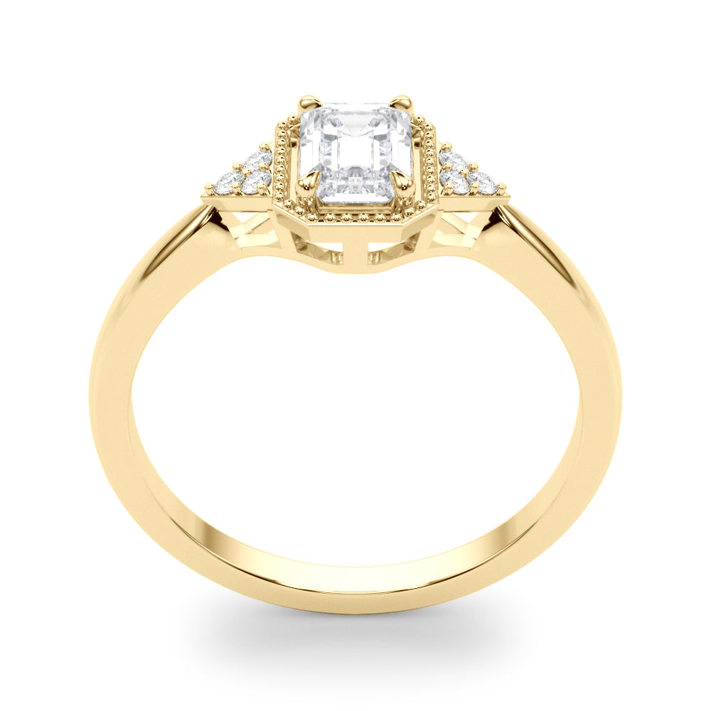 0.85 ct tw Emerald cut Vintage Diamond Engagement Ring Setting (0.10 ct tw) In 18k Gold - simonbjewels.co