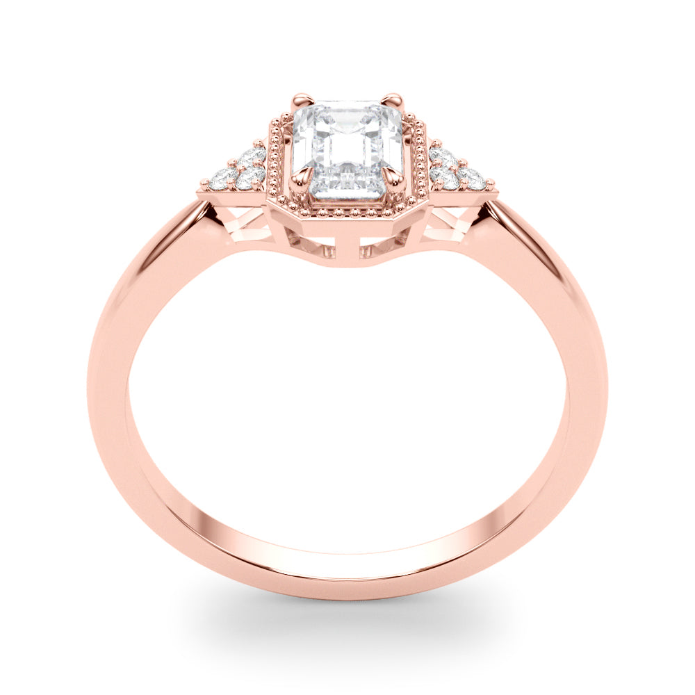 0.85 ct tw Emerald cut Vintage Diamond Engagement Ring Setting (0.10 ct tw) In 18k Gold - simonbjewels.co