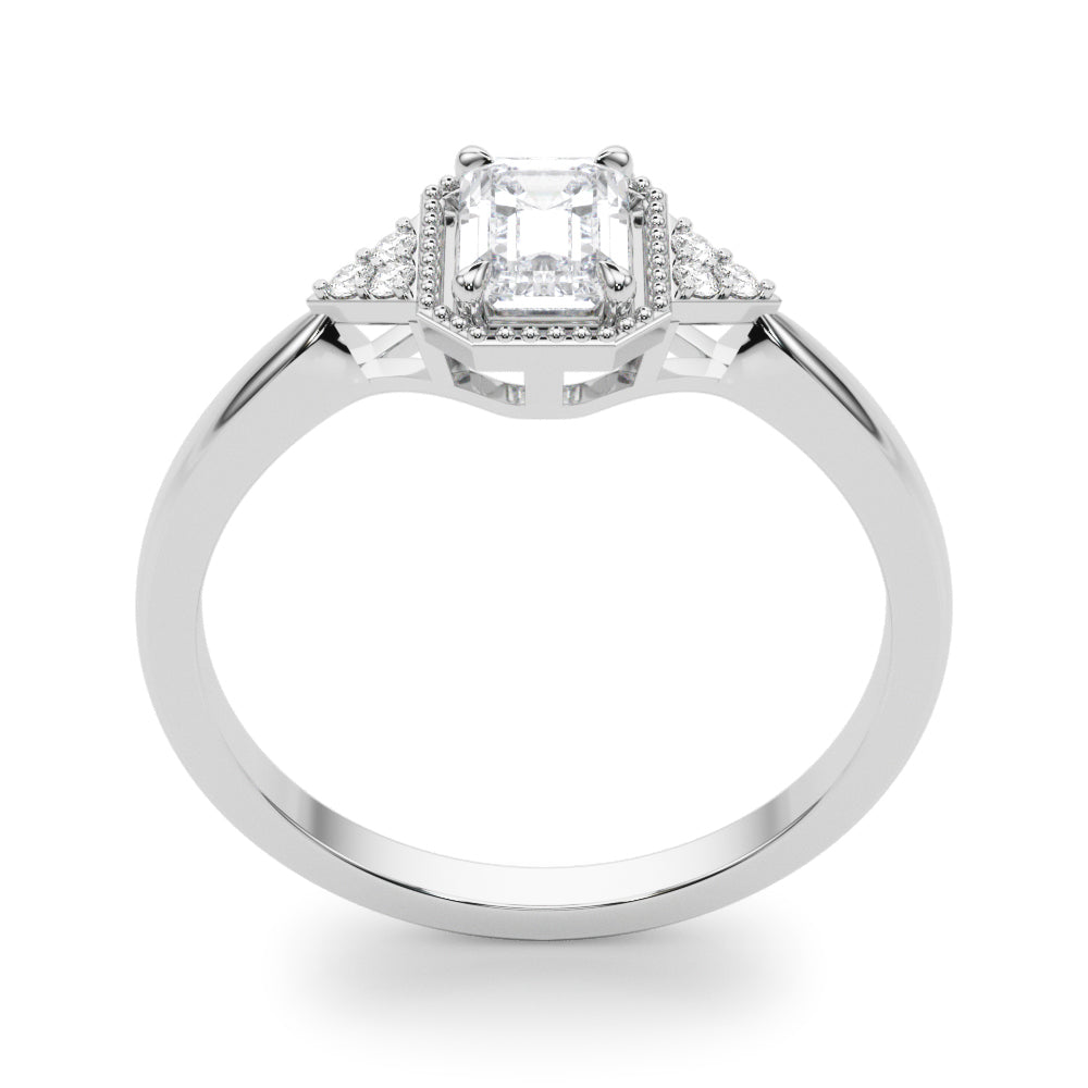 0.85 ct tw Emerald cut Vintage Diamond Engagement Ring Setting (0.10 ct tw) In 18k Gold - simonbjewels.co