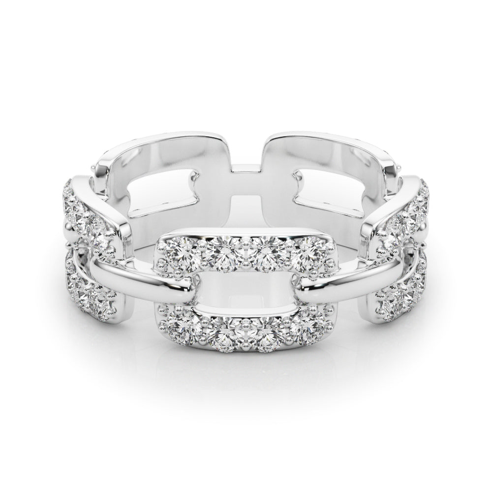 3/4 ct tw Round cut Diamond Chain Link Wedding Band 18K White Gold - simonbjewels.co