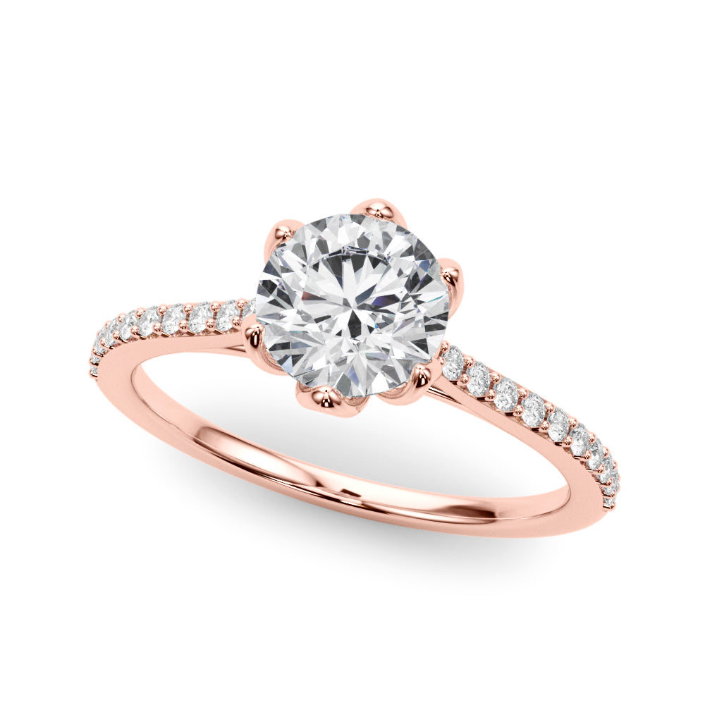 1.45ct Round Cut Petite Micropavé Diamond Engagement Ring Setting (0.20ctw) In 14k White Gold - simonbjewels.co