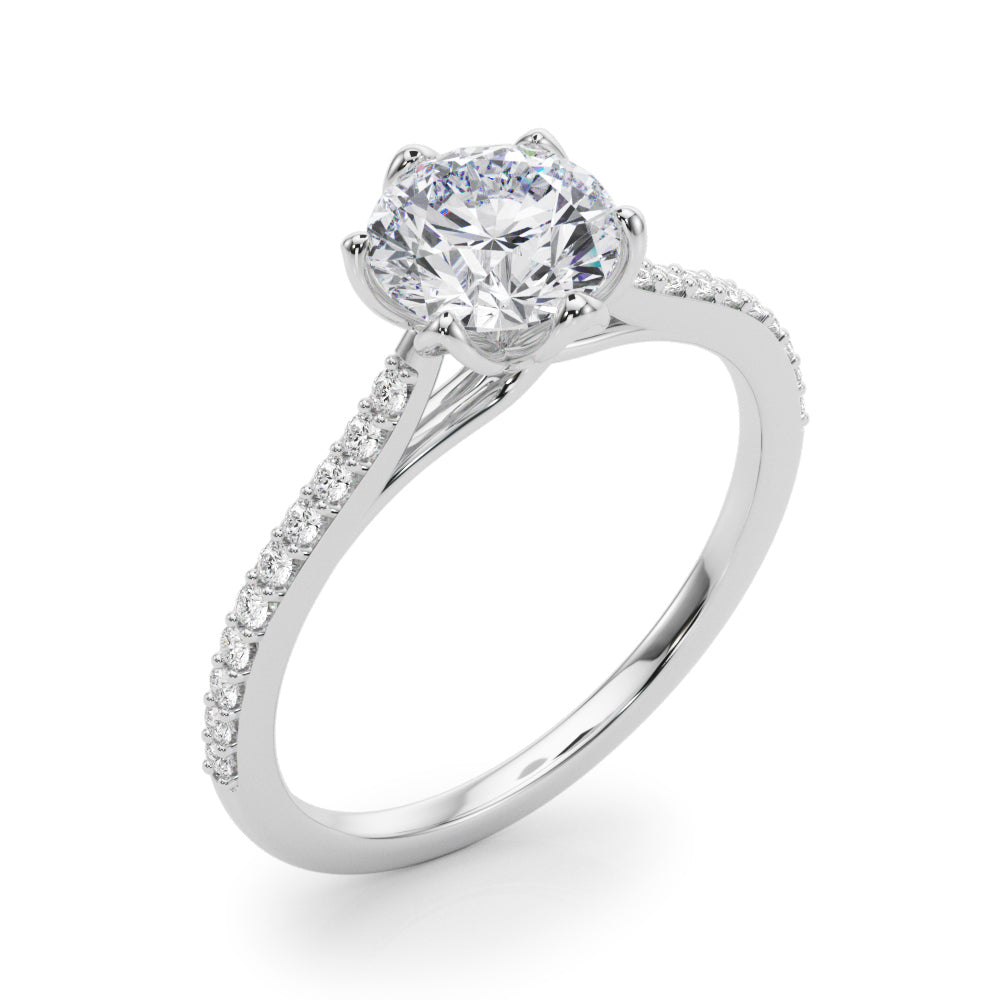 1.45ct Round Cut Petite Micropavé Diamond Engagement Ring Setting (0.20ctw) In 14k White Gold - simonbjewels.co