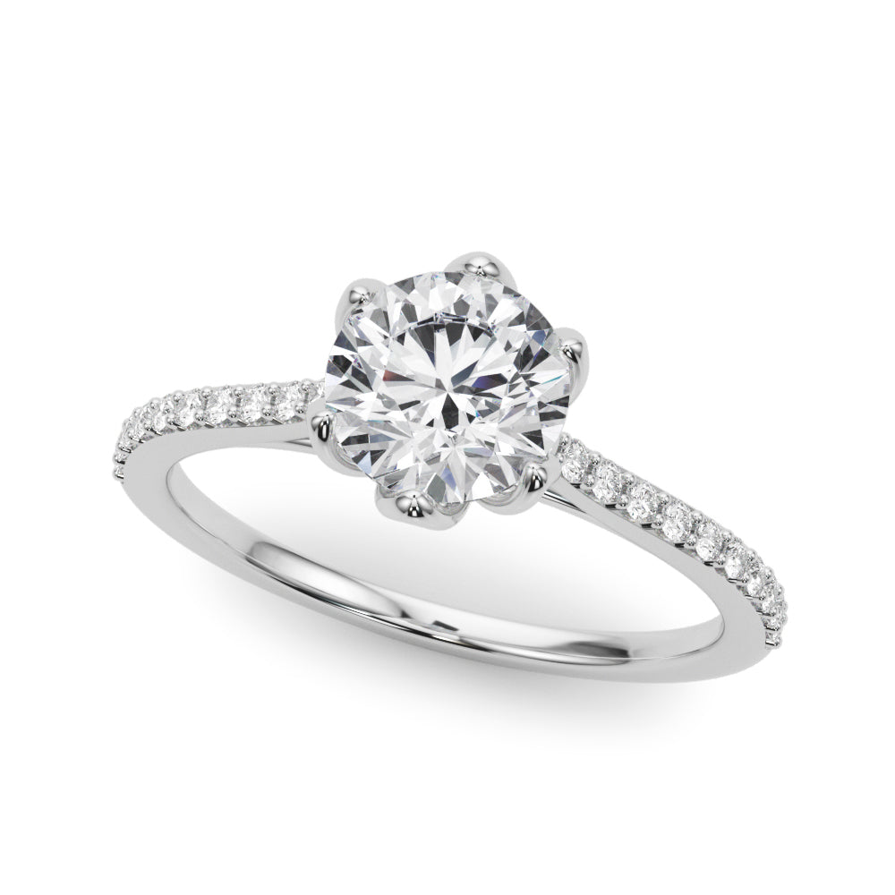 1.45ct Round Cut Petite Micropavé Diamond Engagement Ring Setting (0.20ctw) In 14k White Gold - simonbjewels.co