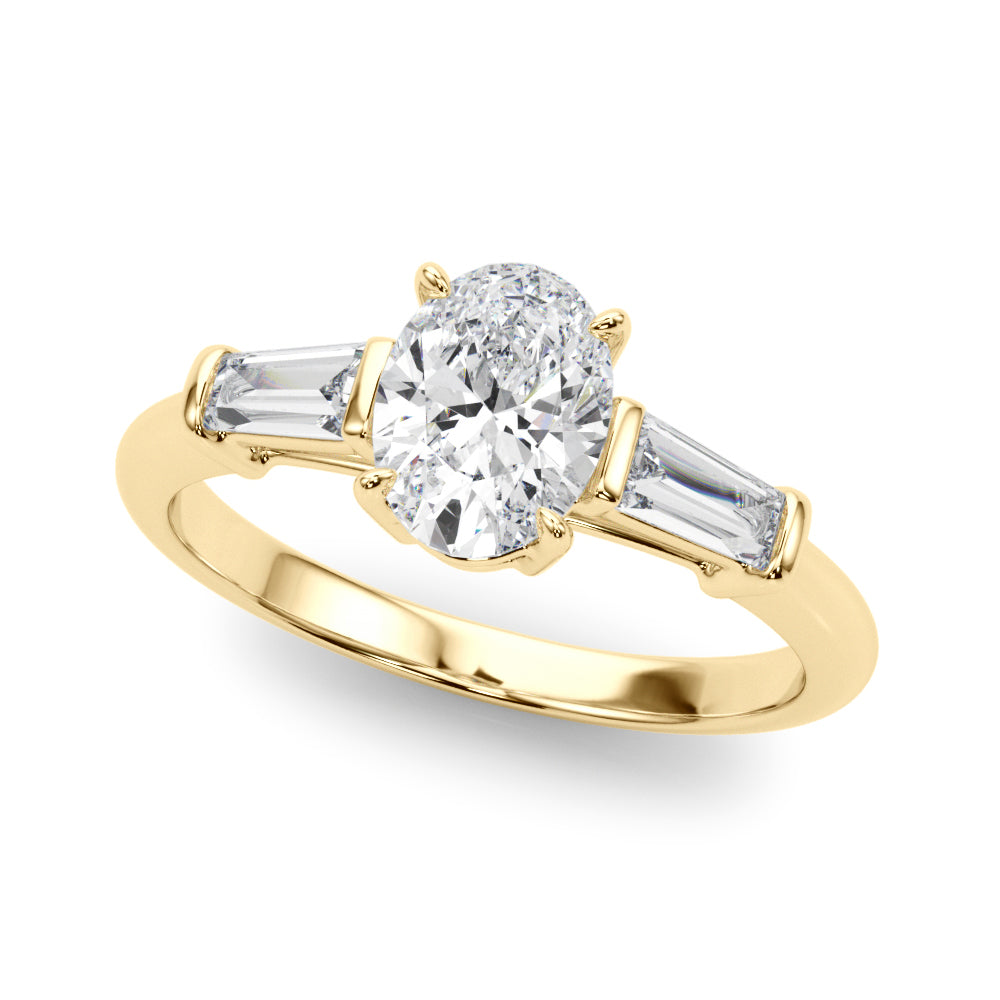 1.50ct Oval-cut Tapered Baguette Three Stone Diamond Engagement Ring Setting (0.50ctw) In 14k White Gold - simonbjewels.co