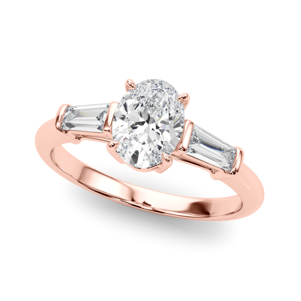 1.50ct Oval-cut Tapered Baguette Three Stone Diamond Engagement Ring Setting (0.50ctw) In 14k White Gold - simonbjewels.co