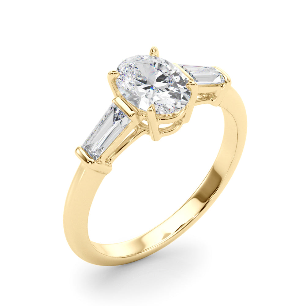 1.50ct Oval-cut Tapered Baguette Three Stone Diamond Engagement Ring Setting (0.50ctw) In 14k White Gold - simonbjewels.co
