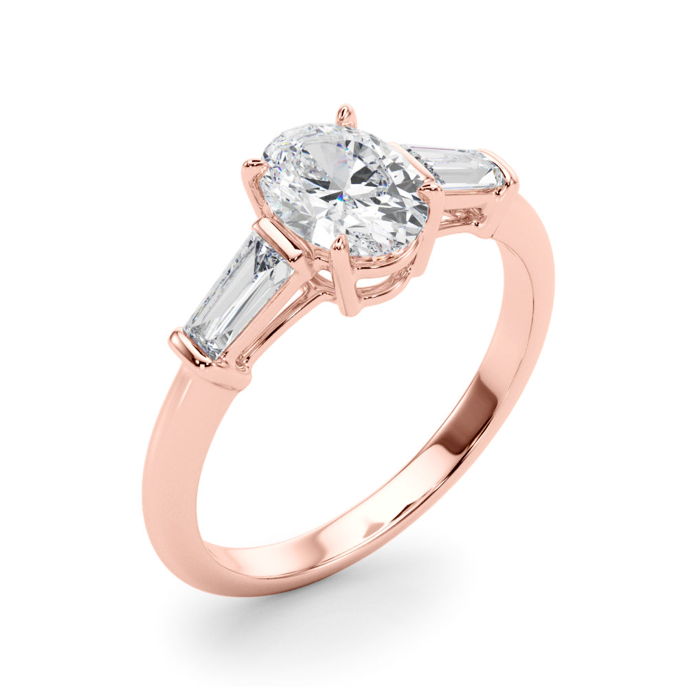 1.50ct Oval-cut Tapered Baguette Three Stone Diamond Engagement Ring Setting (0.50ctw) In 14k White Gold - simonbjewels.co
