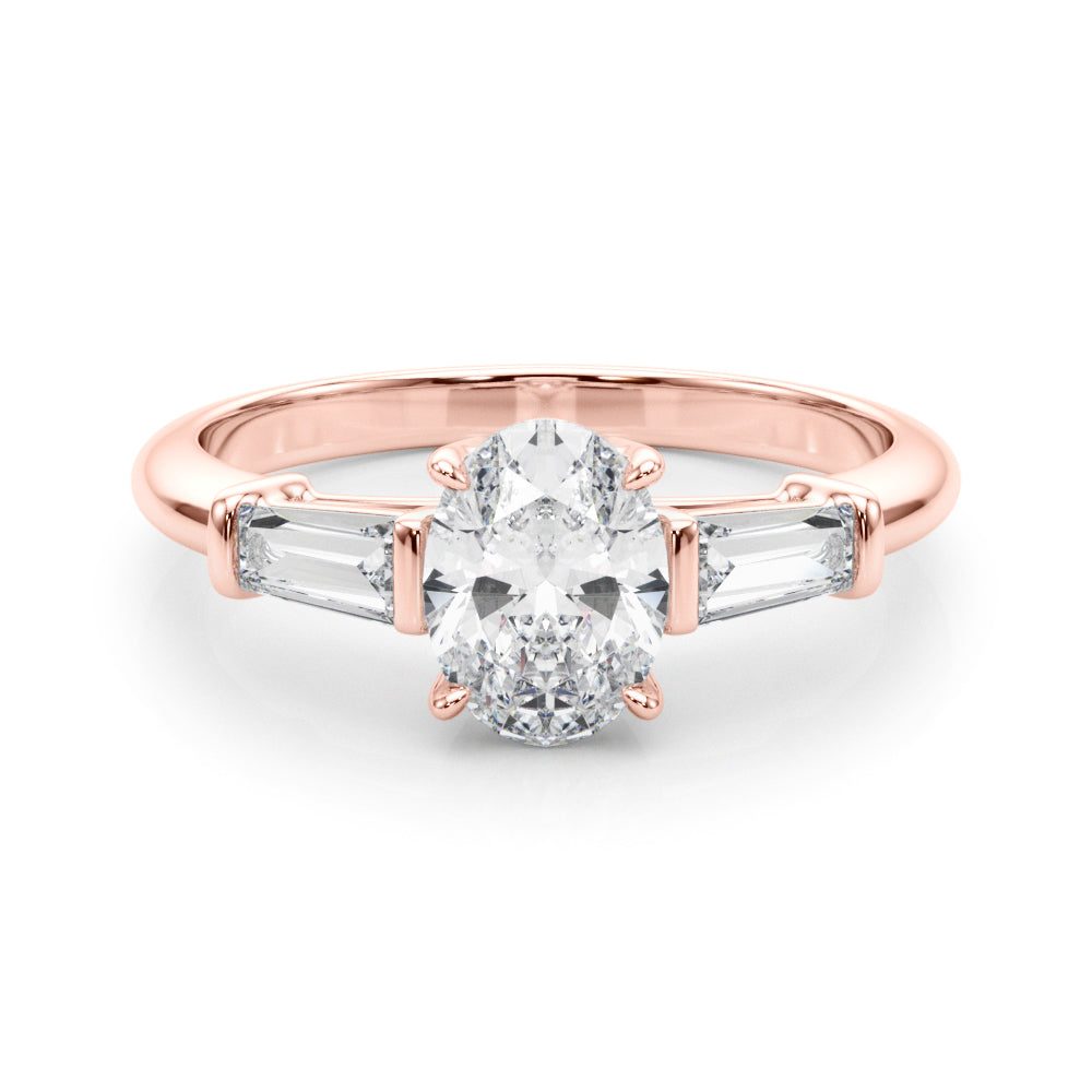1.50ct Oval-cut Tapered Baguette Three Stone Diamond Engagement Ring Setting (0.50ctw) In 14k White Gold - simonbjewels.co