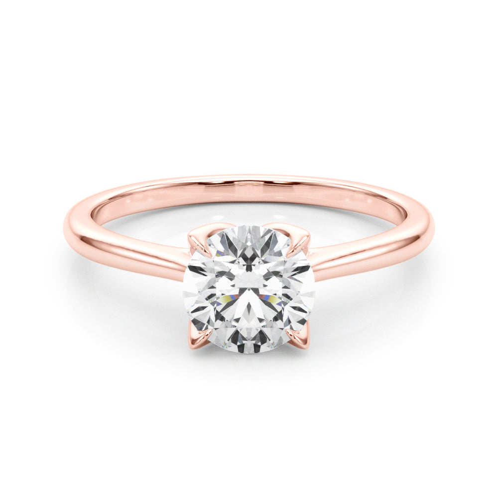 1.00ct Round cut 4-Prong Solitaire Trellis Diamond Engagement Ring Setting In 14k Gold - simonbjewels.co