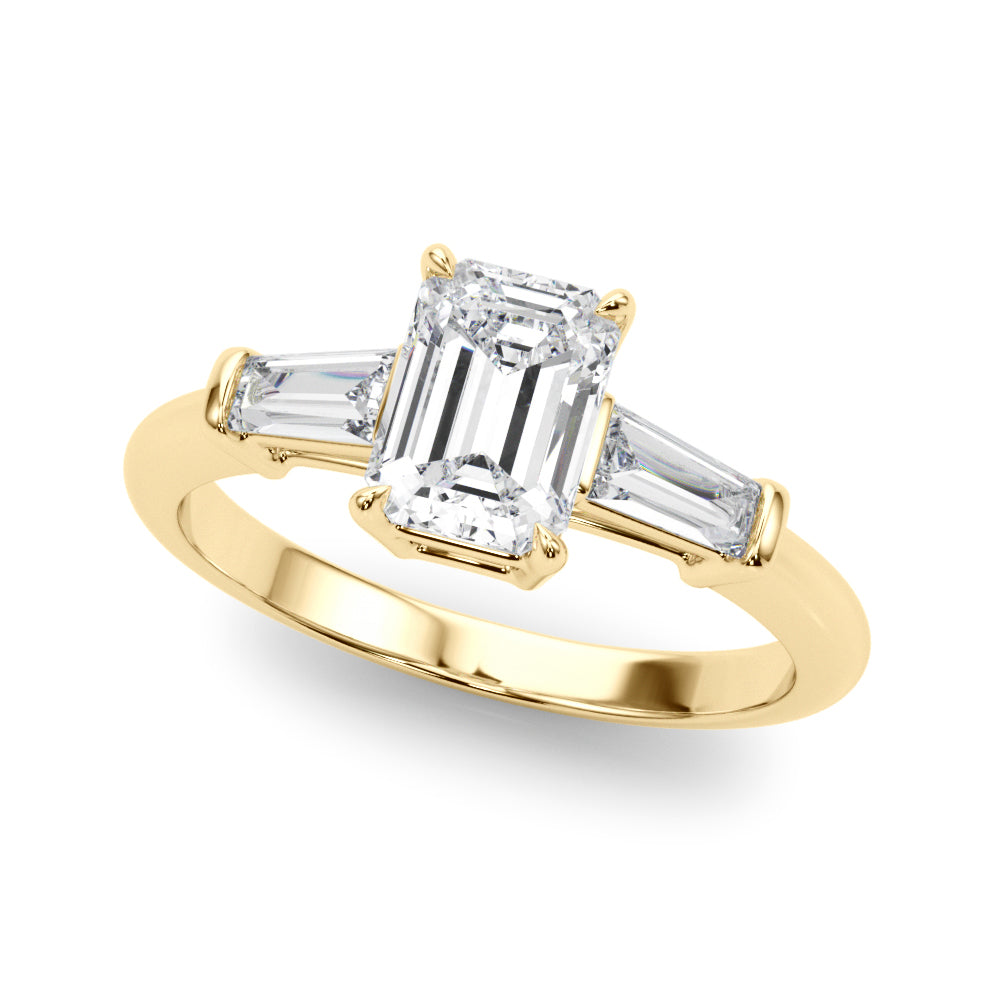 1 1/4 ct Emerald-cut Tapered Baguette Three Stone Diamond Engagement Ring Setting (0.50ctw) In 18k White Gold with 0.75 ct Matching wedding band - simonbjewels.co