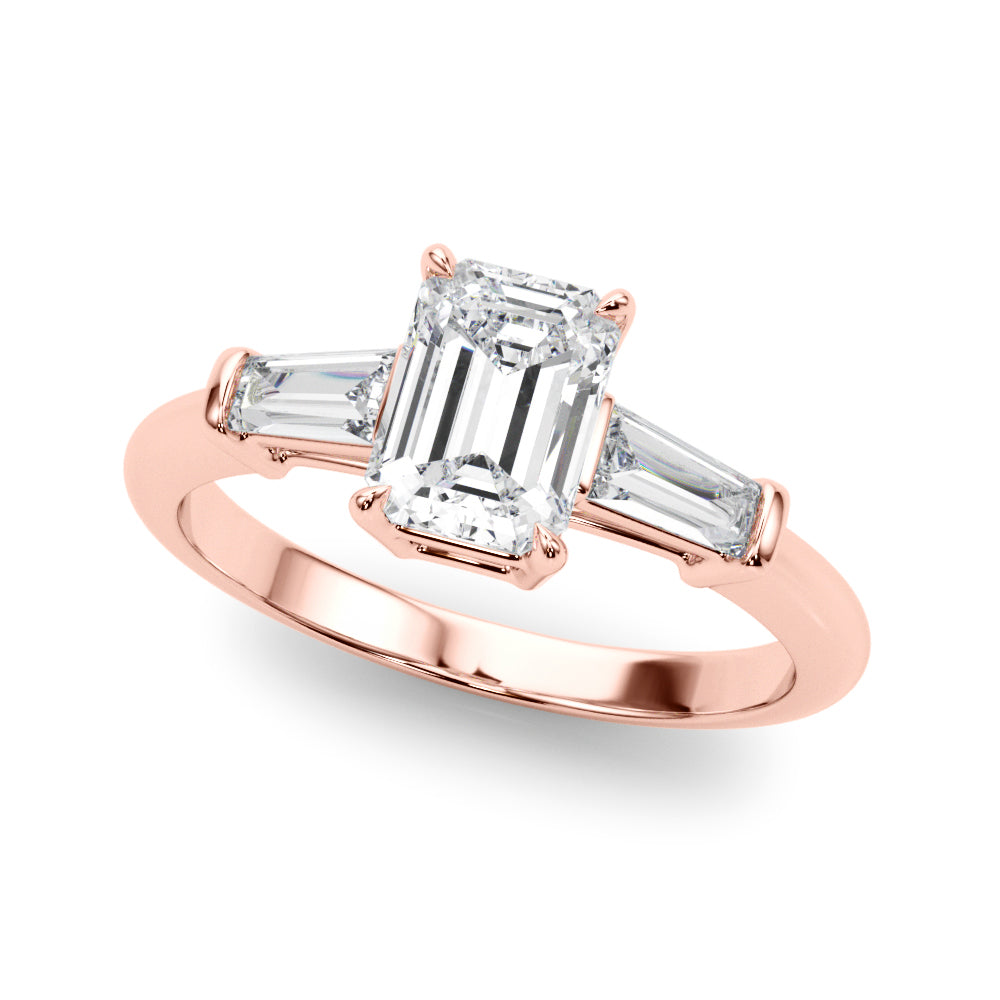 1 1/4 ct Emerald-cut Tapered Baguette Three Stone Diamond Engagement Ring Setting (0.50ctw) In 18k White Gold with 0.75 ct Matching wedding band - simonbjewels.co