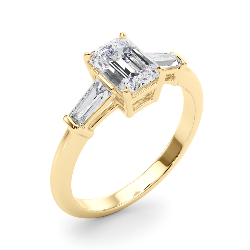 1 1/4 ct Emerald-cut Tapered Baguette Three Stone Diamond Engagement Ring Setting (0.50ctw) In 18k White Gold with 0.75 ct Matching wedding band - simonbjewels.co