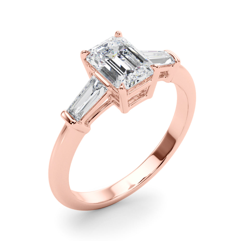 1 1/4 ct Emerald-cut Tapered Baguette Three Stone Diamond Engagement Ring Setting (0.50ctw) In 18k White Gold with 0.75 ct Matching wedding band - simonbjewels.co