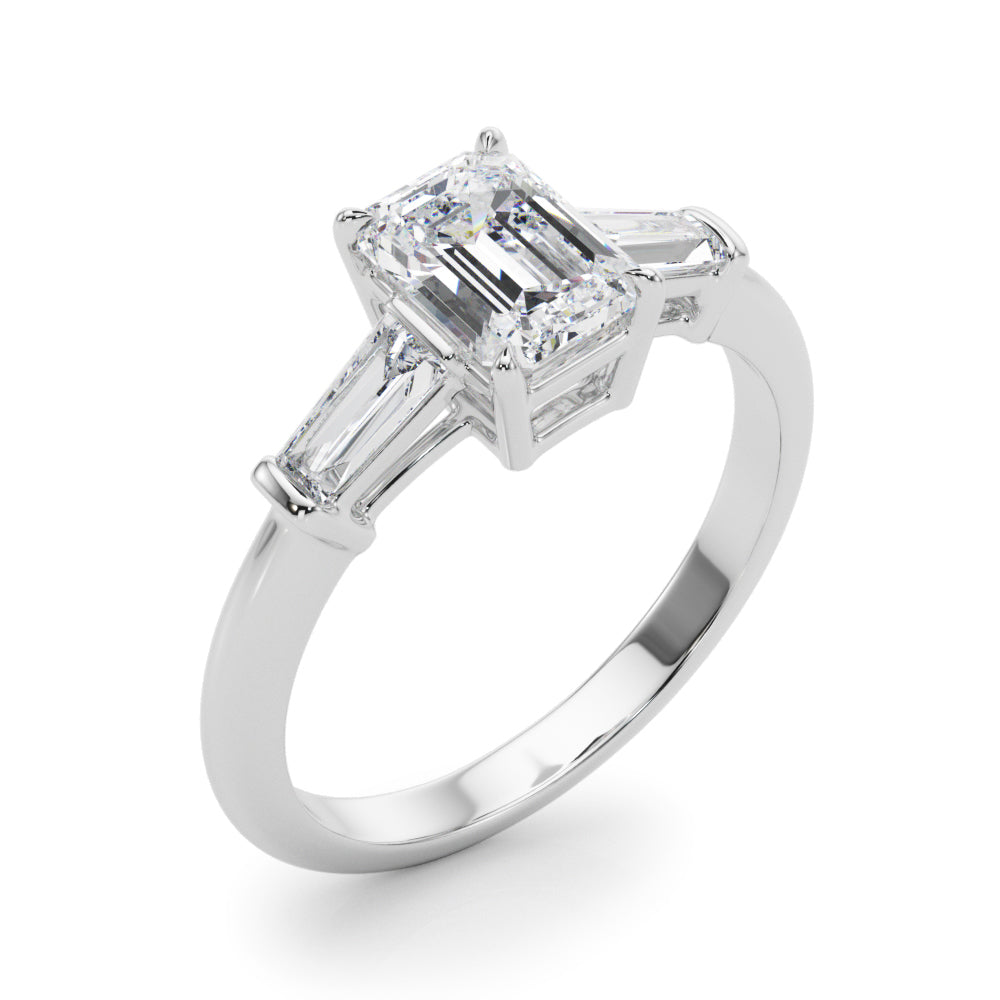 1 1/4 ct Emerald-cut Tapered Baguette Three Stone Diamond Engagement Ring Setting (0.50ctw) In 18k White Gold with 0.75 ct Matching wedding band - simonbjewels.co