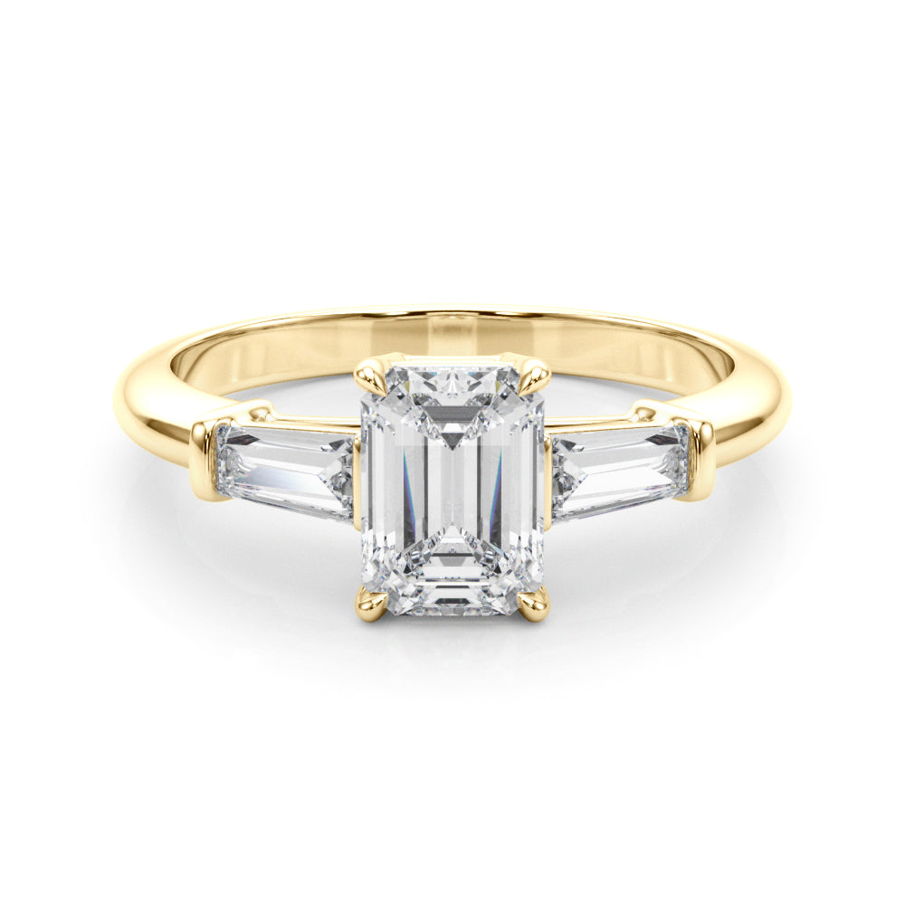 1 1/4 ct Emerald-cut Tapered Baguette Three Stone Diamond Engagement Ring Setting (0.50ctw) In 18k White Gold with 0.75 ct Matching wedding band - simonbjewels.co