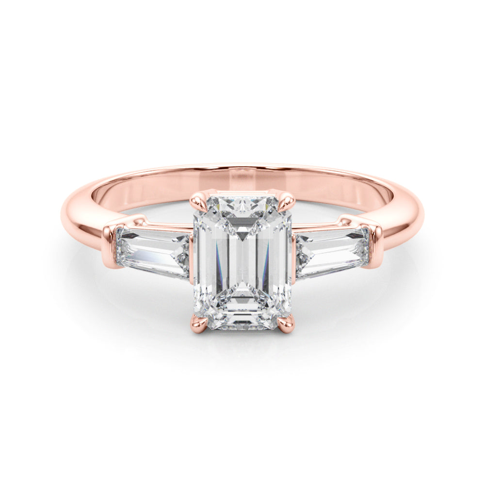 1 1/4 ct Emerald-cut Tapered Baguette Three Stone Diamond Engagement Ring Setting (0.50ctw) In 18k White Gold with 0.75 ct Matching wedding band - simonbjewels.co